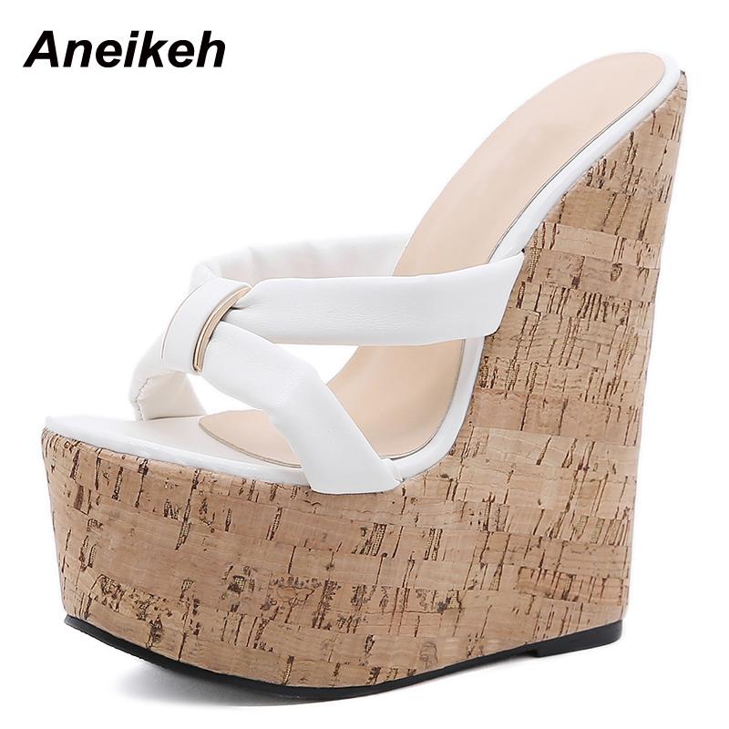 Aneikeh Sandali Zeppa Donna Ciabatte Punta Aperta Piattaforma Estive Tacco Super Alto Scarpe da Festa Donna Taglia 35-42