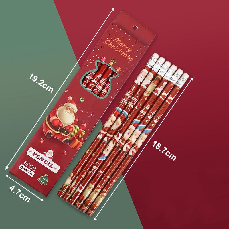 

1 комплект/6 предметов Рождественский Санта-Клаус Медведь Снеговик HB Канцелярские принадлежности Школьные офисные принадлежности Подарок для ученика Приз Креативный кавайный карандаш