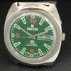JAPAN VINTAGE RICOH R31 AUTOMATIC MENS GREEN COLOR DIAL WATCH a707742-1