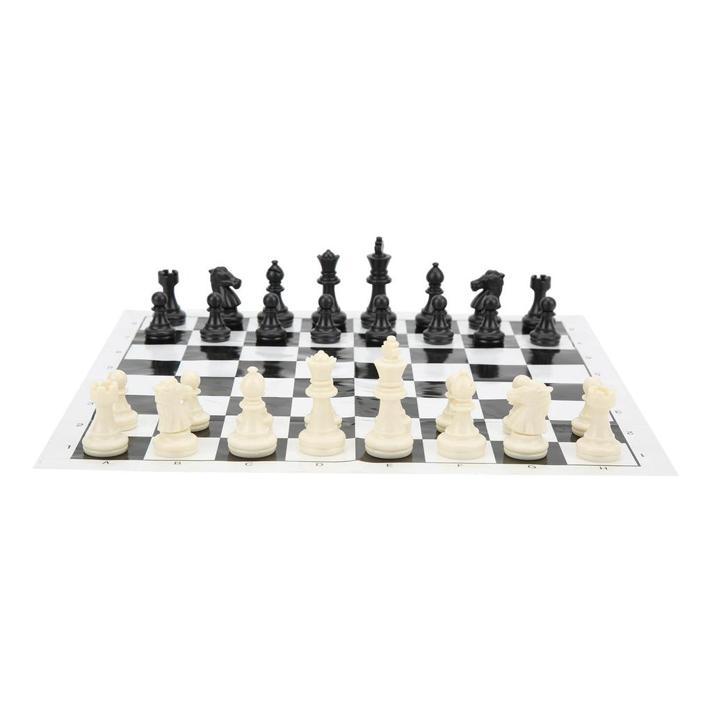 32 Plastic Medieval Chess Pieces Set International Standard Chess Game Set with Chessboard