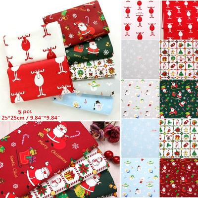 5 ks/šarže Kreslená vianočná séria Keprová bavlnená tkanina, vlastnoručne vyrobené Tissu Balíky prešívania Patchwork Šitie Scrapbooking