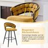 Set aus 2 gelben Samt-Vorhangstühlen mit schwarzen Eisenbeinen, moderne Barhocker für den Heimbereich der Hausbar