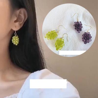 Jewelry Gift Woman Jewerly Earrings AOMU Lovely Design Party Wedding Female Wedding Earrings Purple Beads Grape Drop Earring For