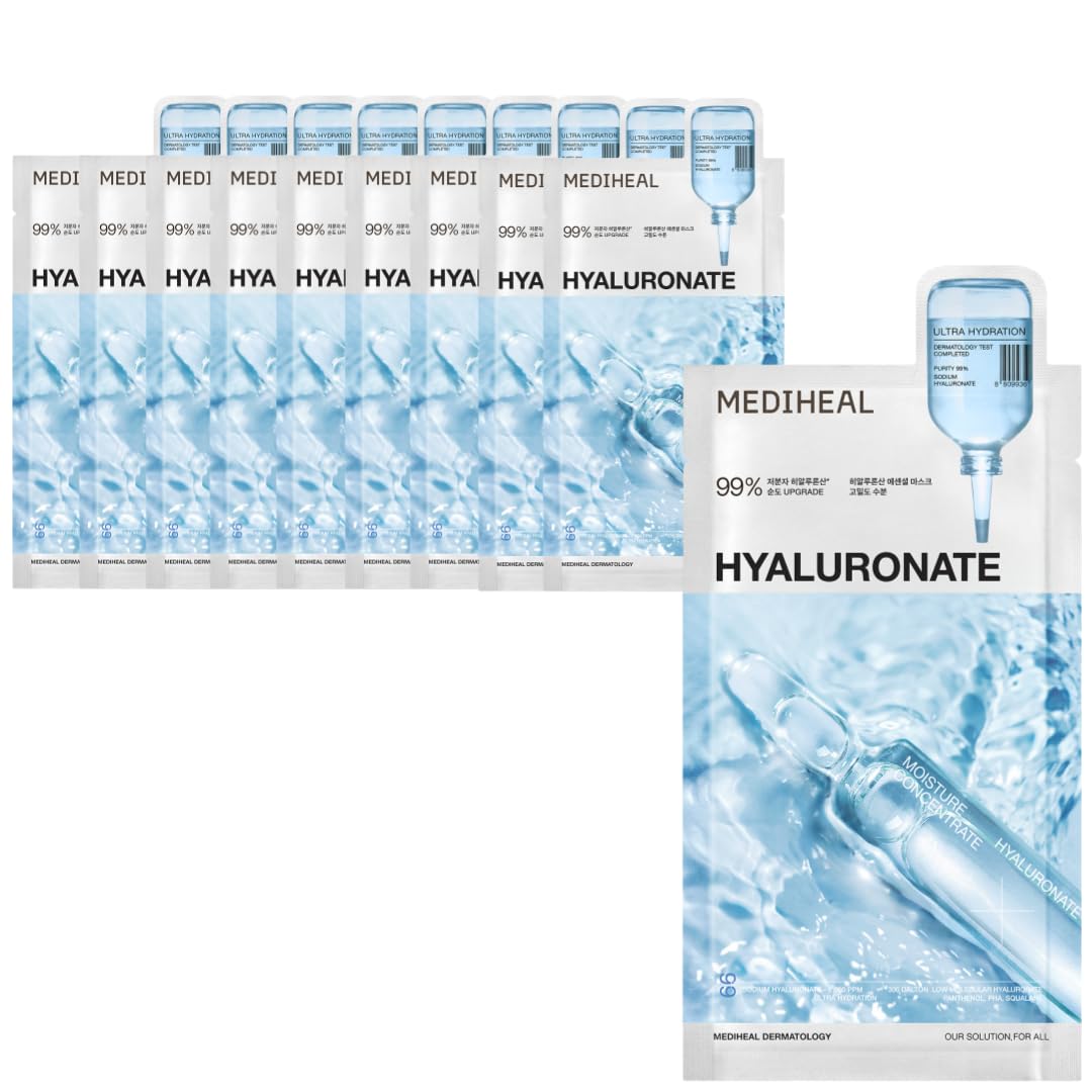 

MEDIHEAL OFFICIAL Гиалуроновая кислота Эссенциальная маска Увлажняющая Насыщенная уходом за кожей 10 листов, Маска в корейском стиле, Сыворотка, Увлажняющая,