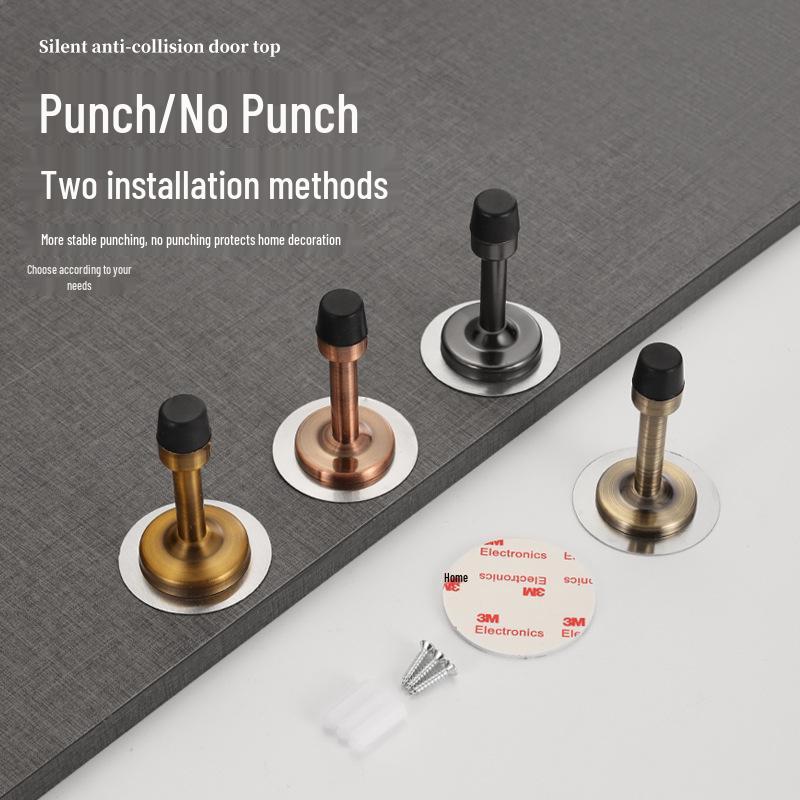 Stainless Steel No-Punch Anti-Collision Door Stopper with Rubber Bumper