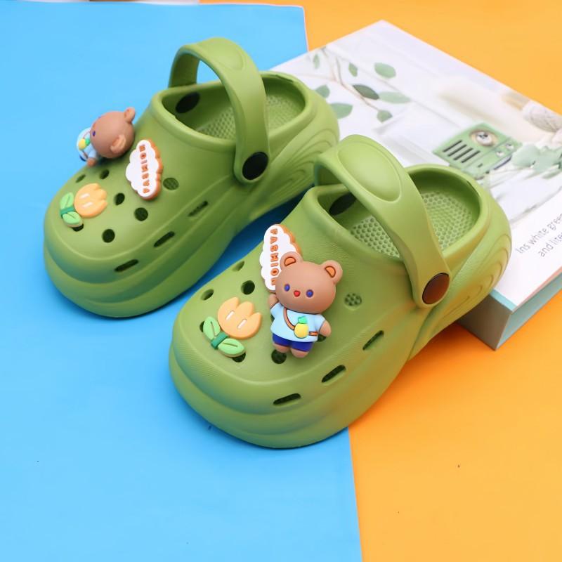 

Boys hole shoes summer baby wear non-slip mini cartoon EVA high elastic strawberry bear boy bag head sandals 150 yards [suitable for 22-23 feet] рожевий