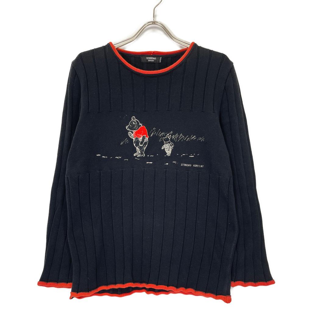 ICEBERG [HISTORY] Black x Disney Winnie the Pooh knit tops Not written blackUsed