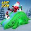 6.89FT Inflatable Santa Penguins Dinosaur Slide Toy Xmas Yard Lawn Party Decoration Festive Gift LED Lit Supplies Home Ornament