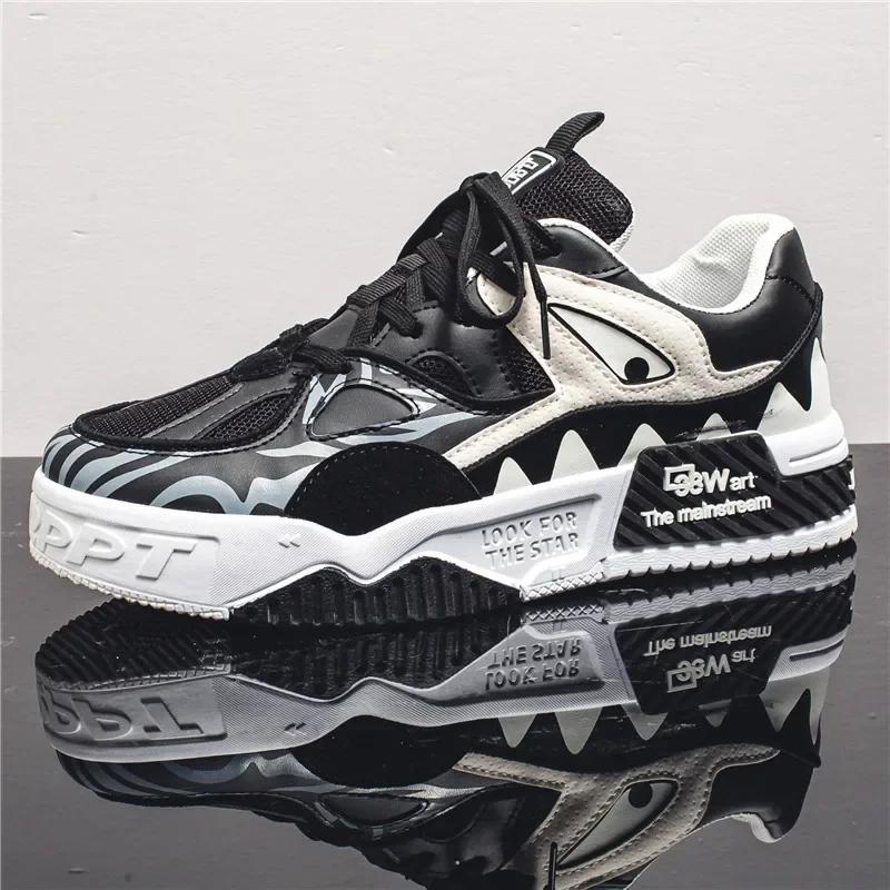 Modeschuhe für Herren Lässige Plateau-Sneaker Herren Schnür-Trainer Mode Studenten-Sneaker Herren Vulkanisierte Schuhe zum Gehen Tenis Masculino