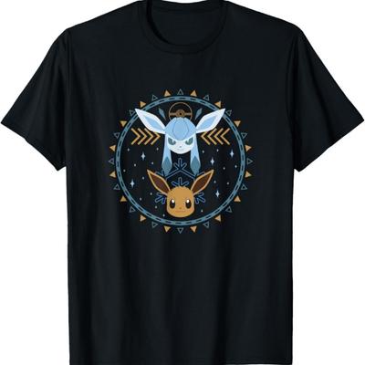 Pokémon Eevee & Glaceon Winter Themed Circle Portrait T-Shirt
