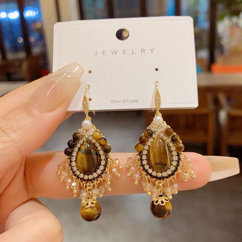 Bohemian Ethnic-Style Handmade Turquoise Earrings for Women - Luxurious Autumn/Winter Ear Hooks
