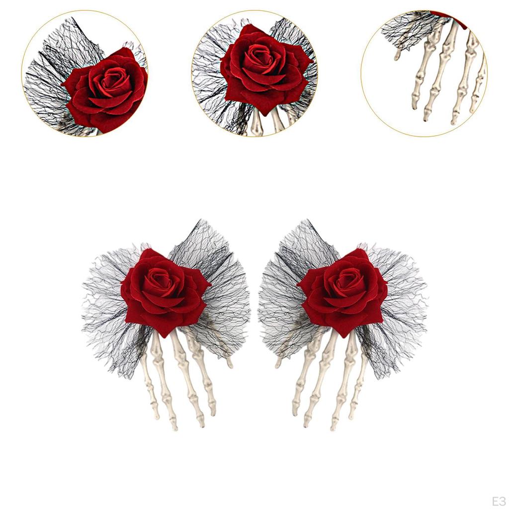 2 Pieces Halloween Hair Clips Barrettes Hairpin Skeleton Hand Jaw for Cosplay