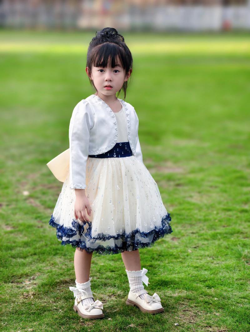 

Autumn-Spring Girls Long-Sleeve Mesh Princess Dress Set 140 cm абрикосовий