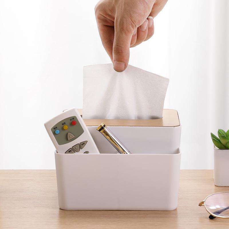 Minimalist Wooden Lid Tissue and Remote Control Storage Box