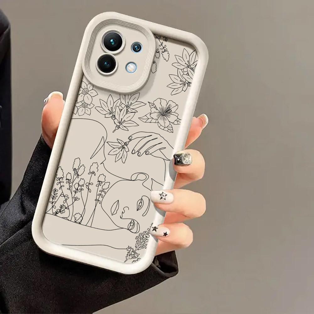 Women Line Art Face Girl Phone Case for Xiaomi Mi 14T 15T 17T Pro 15 Ultra Poco M7 M8 F8 F7 X6 X7 X8 17 Pro Max Shockproof Cover