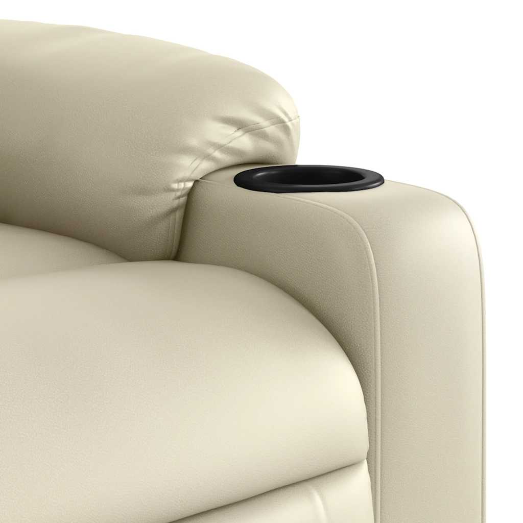 Electric Recliner Chair Cream Faux Leather