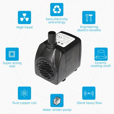 Mini Submersible Water Pump Flow Adjustable Electric Max 1000L/H Flow 4.9ft Lift Portable Mini Pump