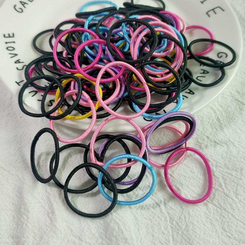 50/100pcs/Set Kids Colorful Nylon Elastic Hair Bands Ponytail Holder Hair Ties Gum Rubber Band Headband Girls Hair Accessories