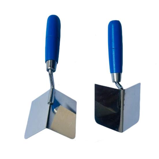 

2Pcs Stainless Steel Drywall Corner Trowel with Soft Grip Handle Interior Exterior Corner Blades Ergonomic Anti-Slip Rubber Handle Masonry Corner Tool синій