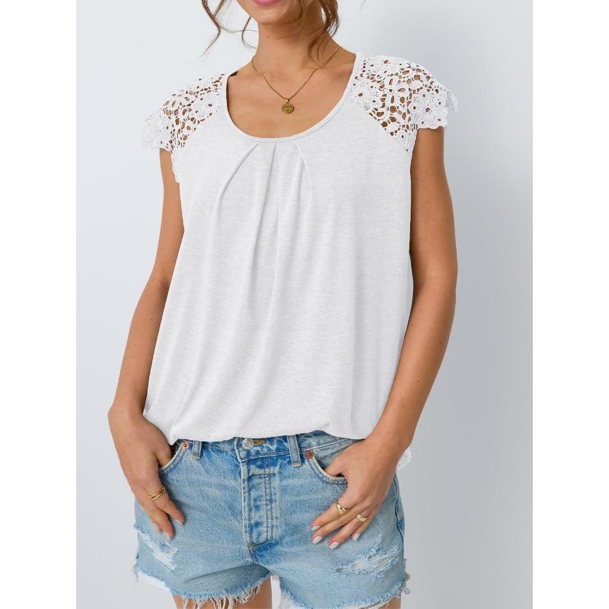 

YYFS Женская мода Повседневная Летняя Весна Однотонный Принт Короткие Рукава U-образный Вырез Блузки и Рубашки XXL белый