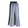 Heavy industry hot diamond micro-pull jeans women's summer high-waisted slim-fitting and thin horseshoe pants light blue flash fishtail pants tide