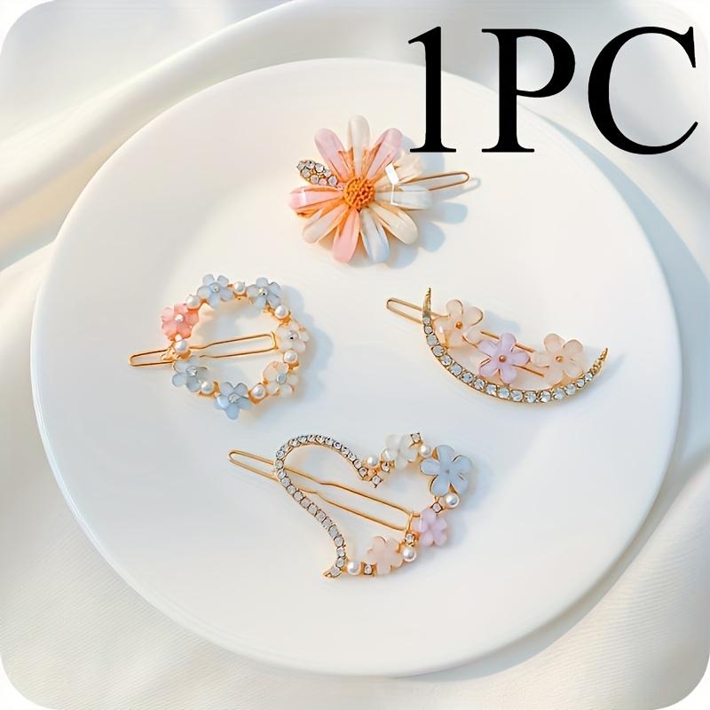 

New Floral Hairpin with a Crystal Design, Perfect for a Forest Aesthetic on Instagram, Ideal for Holding Bangs in Style.