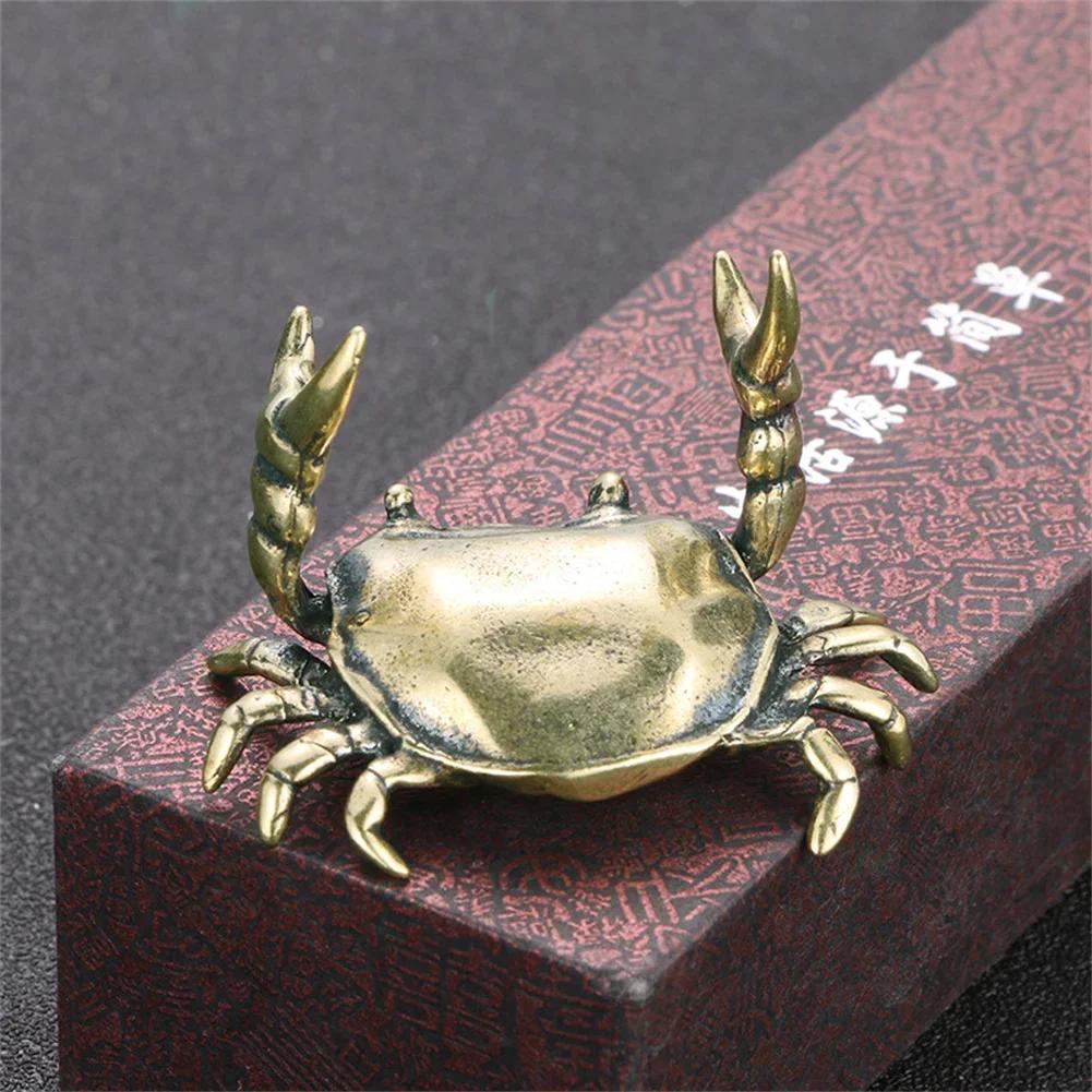 Statuette di granchio in ottone puro, statuette di animali in miniatura, ornamenti in rame, decorazioni per la casa, ufficio, scrivania, artigianato, decorazioni per la casa, nordico, 1 pz.