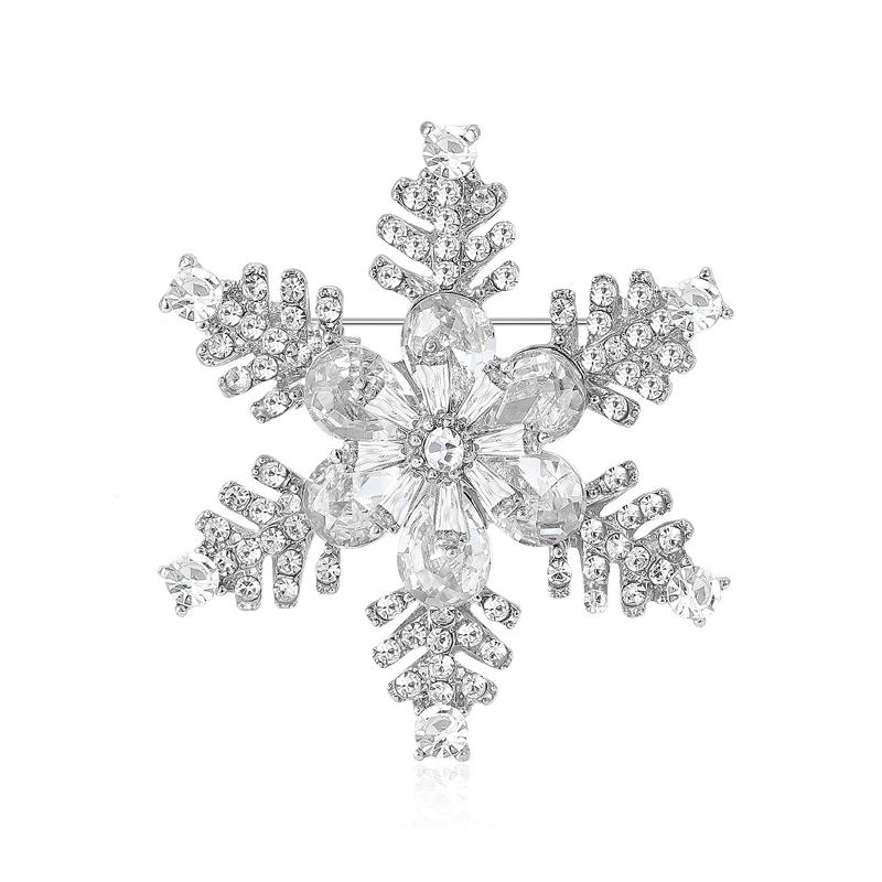 Fashion Rhinestone Winter Snowflake Brooches For Women Unisex Christmas Pin Casual Party Accessories Friends New Year Gifts