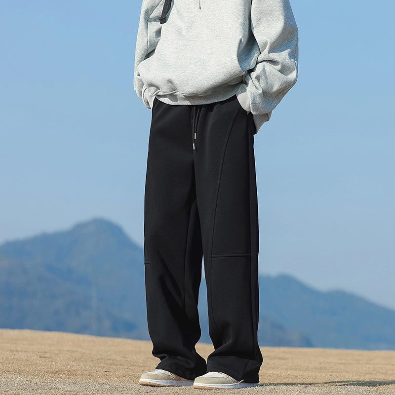 

Мужские темно-синие ретро спортивные штаны - Осень/Зима Повседневные Свободного кроя XXL чёрный