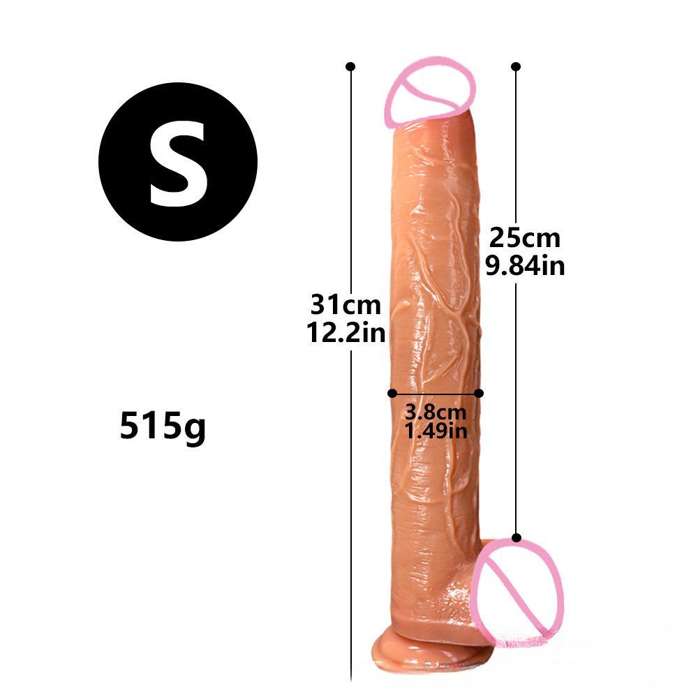 Extra-Large Realistic Dildo & Anal Plug Set - Dual-Use Manual Sex Toy for Women, Thick Body-Safe Silicone in Dark Coffee/Skin Tones