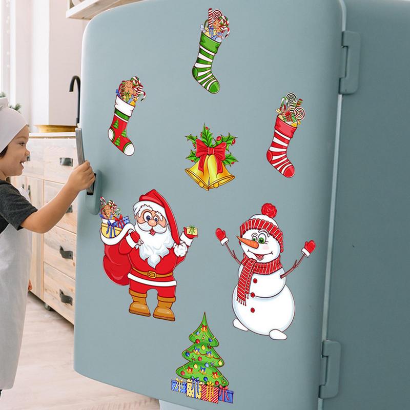 1 set Christmas fridge magnets Holiday Theme Decoration Santa Claus Snowman Cabinet Dishwasher Beautifying Decorative Stickers