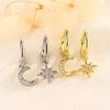 925 Silver Star Moon Hoop Earrings for Women Girls Zircon Dangle Earrings Gold Silver Party Jewelry Gifts