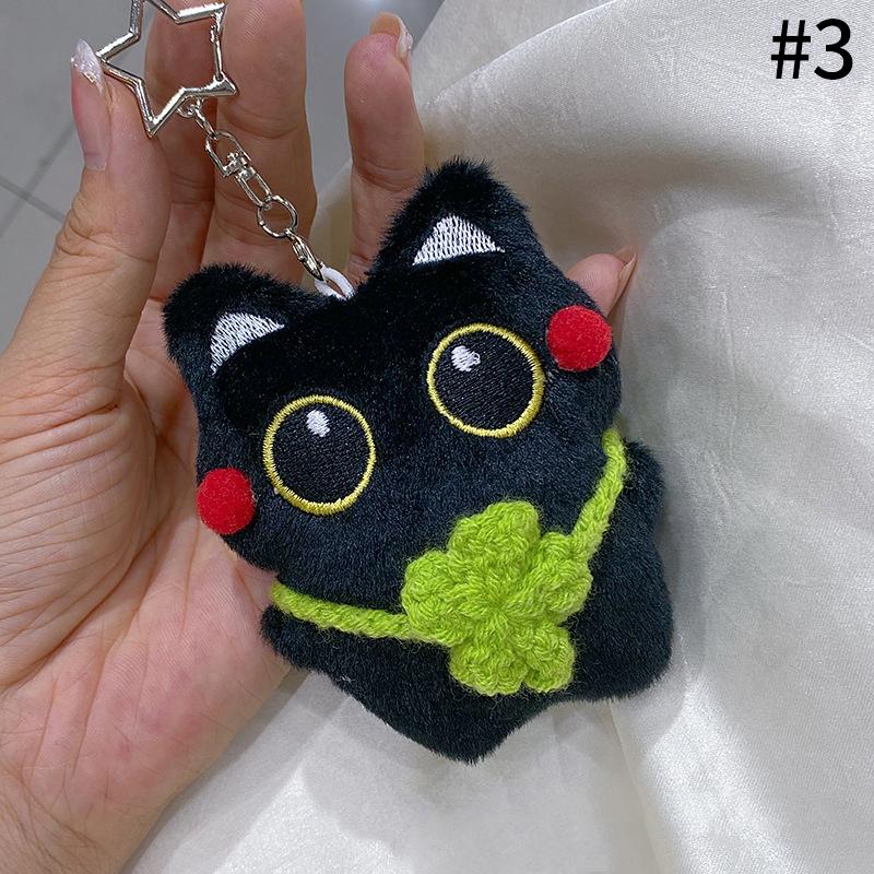 Cute Cartoon Black Cat Keychain Bag Pendant Backpack Hanging Ornaments Lovely Cat Doll With Camera Animal Car Keyring Kids Gift