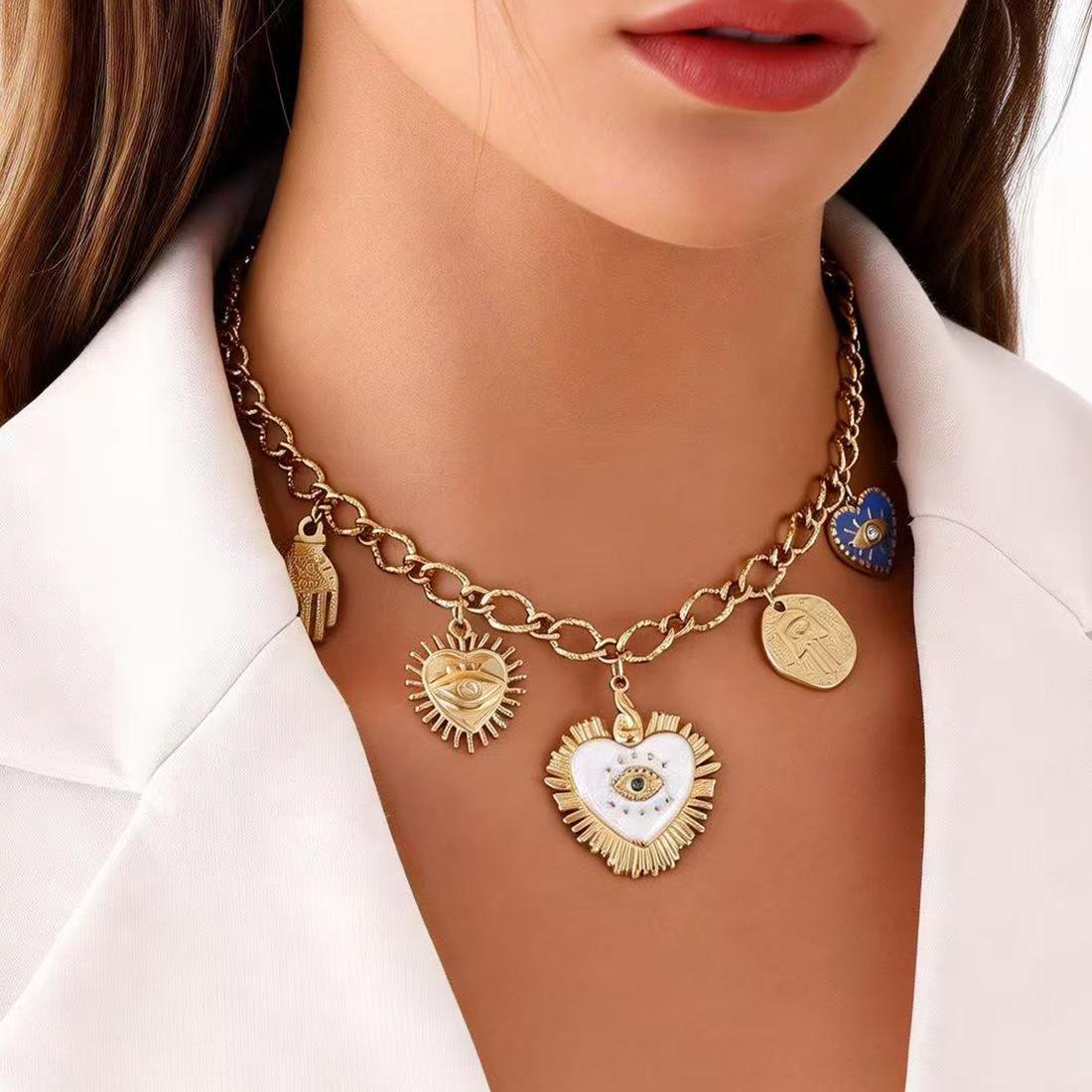 

Euro-American Cross-border Heart Owl Multi-element Pendant Necklace Stainless Steel Letter Necklace
