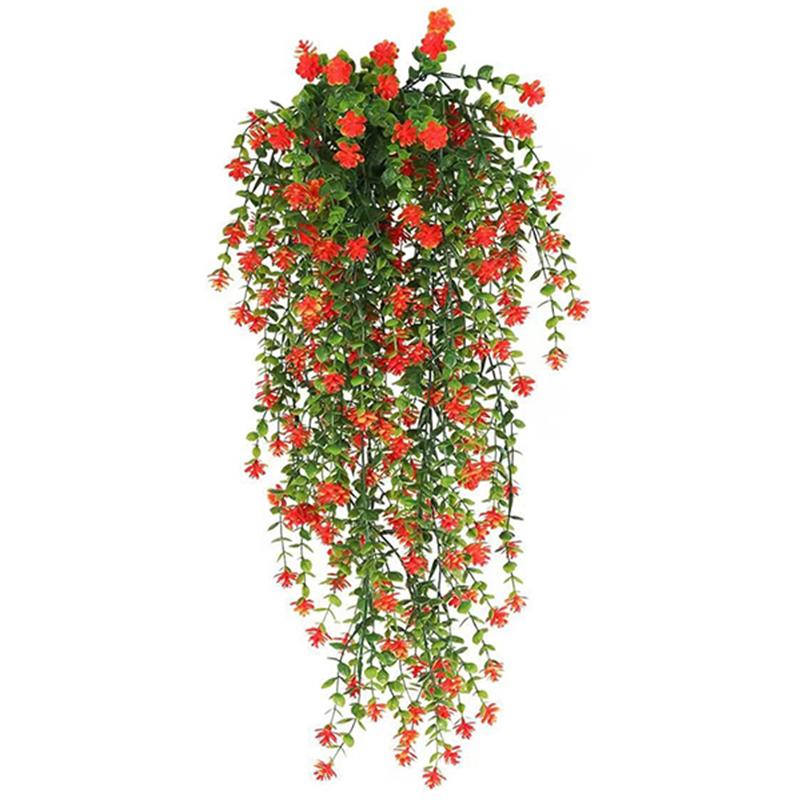 

1/2/3 шт. Искусственные подвесные растения Искусственное подвесное растение Искусственный лист эвкалипта Зелень Лиана Наружные УФ-стойкие Пластиковые растения 1pc оранжевый