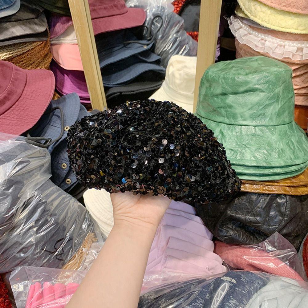 Octagonal Shape Glitter Sequin Beret Thin Fashion Beret INS Niche Design Newsboy Cap  Night Club
