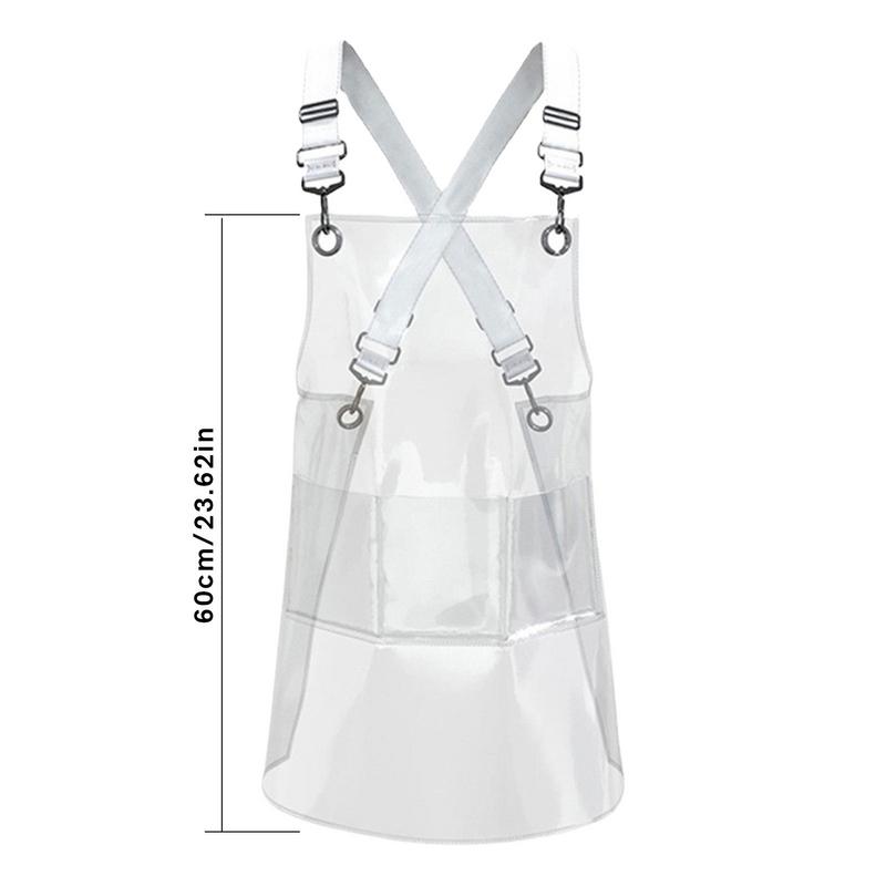 Women TPU Transparent Apron For Barber Chef Kitchen Baking Painting Oil-proof Clear Aprons With Pocket Waterproof
