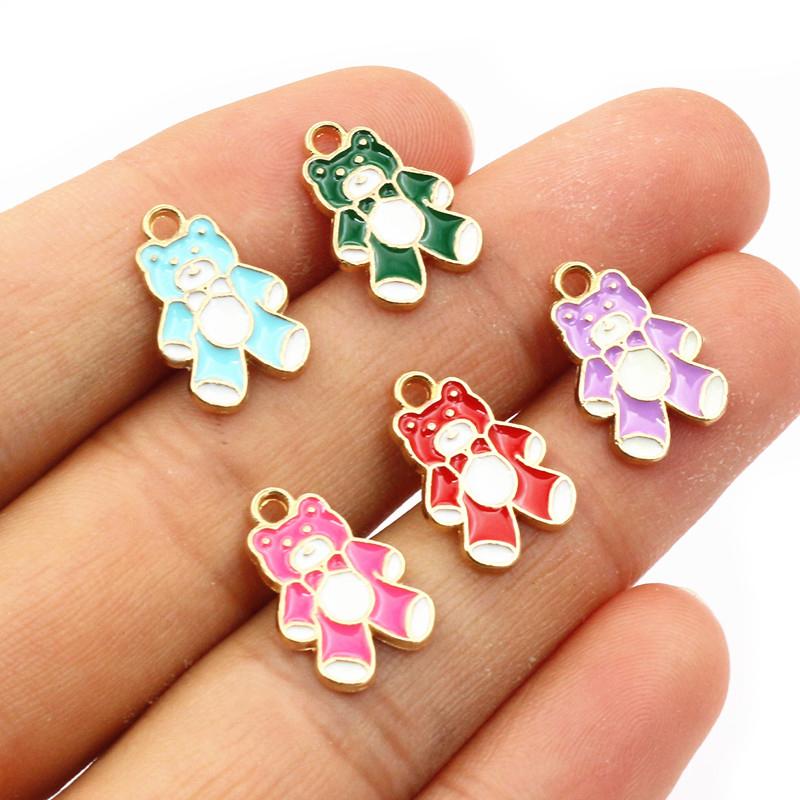 20pcs Random Colors Mix Enamel Bird/Cat/Dog/Bear Cut Animal Charms Pendant Alloy Metal DIY Jewelry Making for Bracelet Necklace