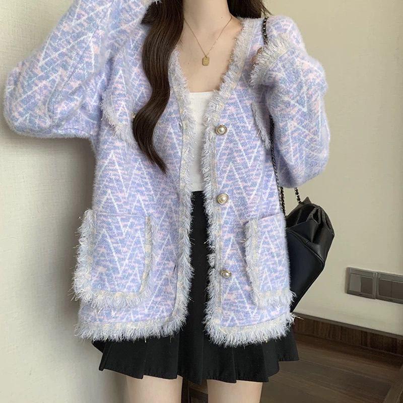 Xiangfeng Faux Mink Knit Tassel Cardigan - Autumn/Winter Fashion