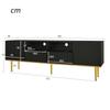 TV Cabinet, Modern TV Furniture with Golden Legs and Moldings, 2 Drawers & 2 Compartments, Elegant Design