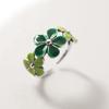 Korean Style Cute Green Five-Petal Flower Adjustable Ring