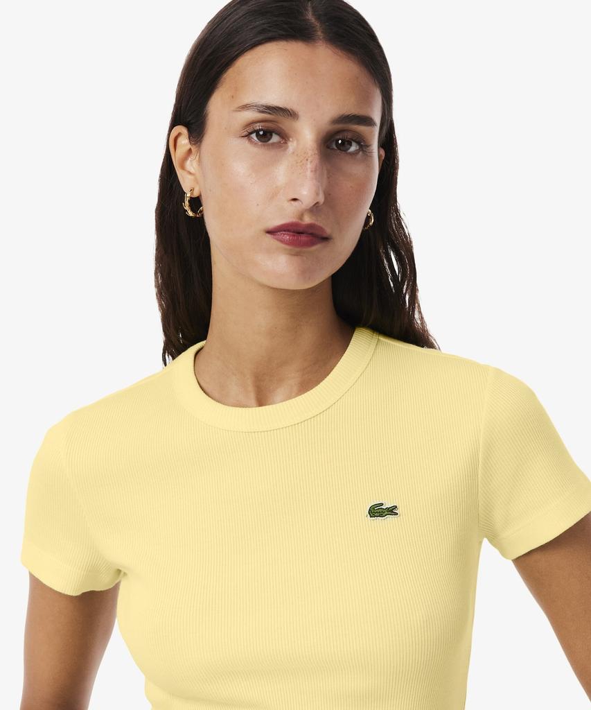 LACOSTE Women'S Slim Fit Rib Knit Short Sleeve T-Shirt Tf5538-56G 107