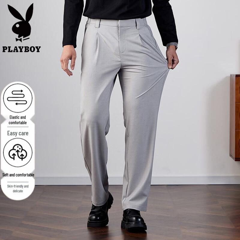 PLAYBOY Men s Cool-Touch Stretch Business Casual Pants 36 светло-серый
