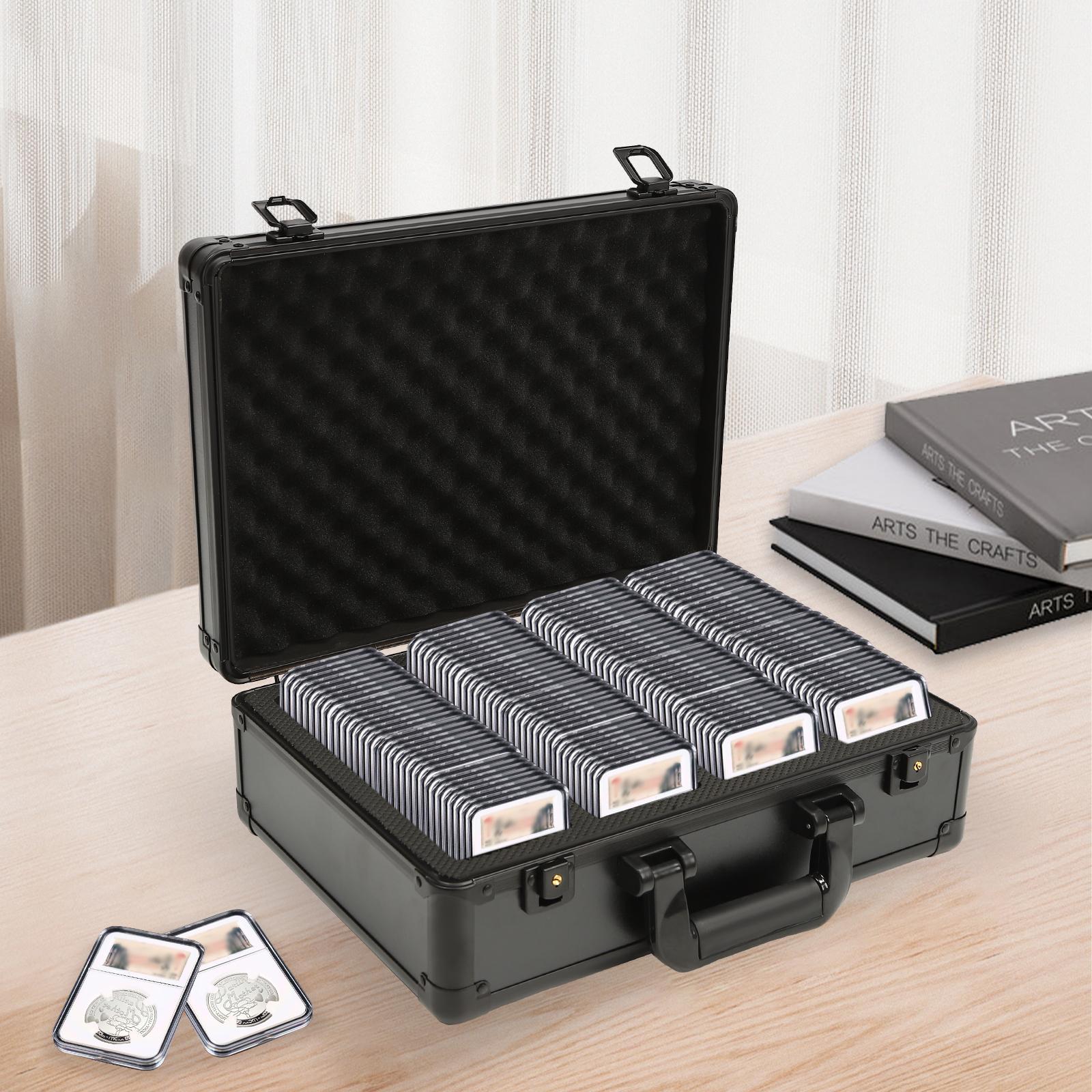 4 Compartments Coin Slab Case Trading Card Case Coin Holder Display Case, Coin Collection Supplies for Storage, Transport nero