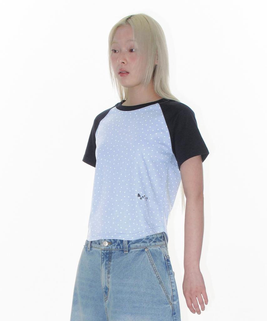 AMES-WORLDWIDE Twinkle Raglan Crop Tee Blue
