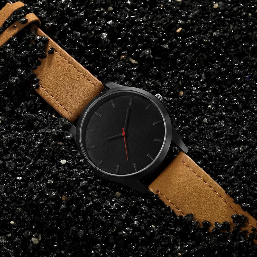 big dial men sports watch PU leather quartz men wrist watch
