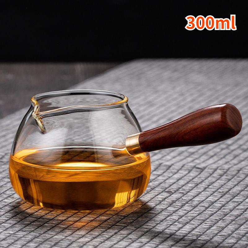 Side Handle Glass Tea Pitcher, Chinese Teaware, Tea Divider, Heat-Resistant, Borosilicate Glass Teacup, Coffee Milk Pot