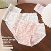 Plus Size Girls Spring and Summer Sweet Puff Stripe Comfortable Antibacterial Extended Crotch Triangle Briefs
