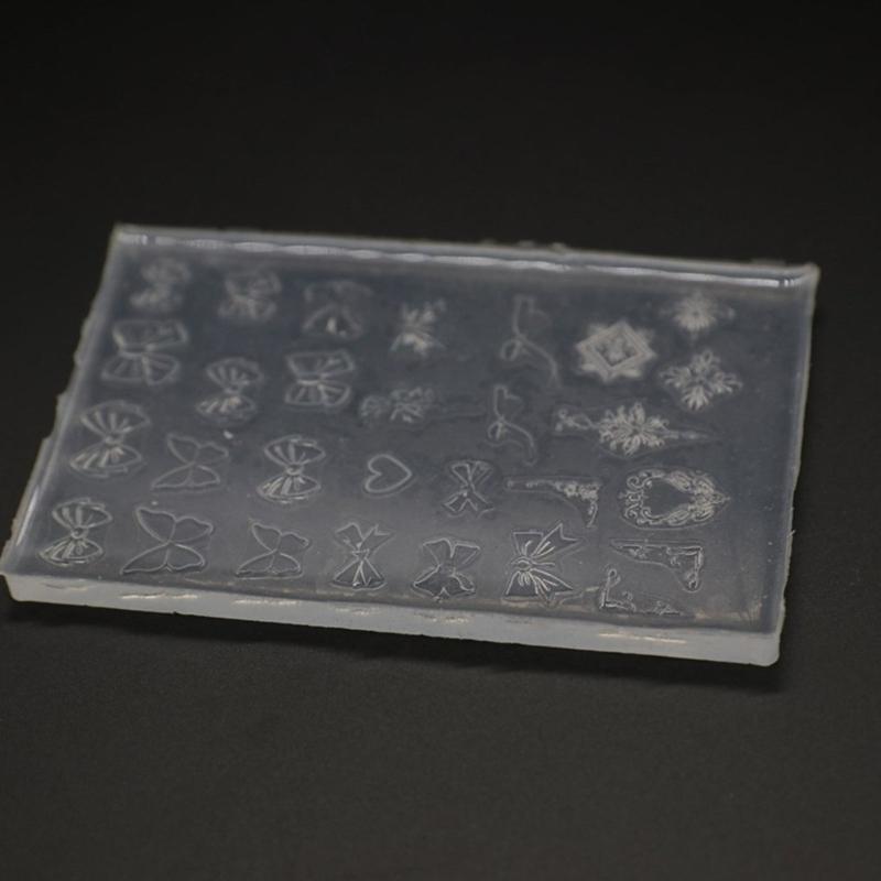 Thin Silicone Nail Art Mold Transparent Bowknot Stamping Plate Nails Stencils DIY Manicure Mould Tools for Manicurists