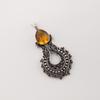 Citrine Gemstone 925 Sterling Silver Women Jewelry Pretty Oxidize Pendant 1.8" For Mother/Wife CP-45-6